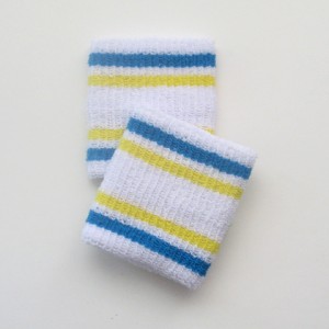 bright_blue_neon_yellow_stripes_white_cheap_wristband Bright neon blue bright neon yellow striped cheap wristband