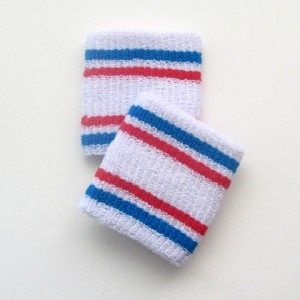 Bright neon blue and red striped cheap wrist bands